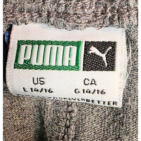 PUMA Cotton Blend Athletic Shorts Gray Red Elastic Drawstring Waist (14/16) Lg - Picture 3 of 6